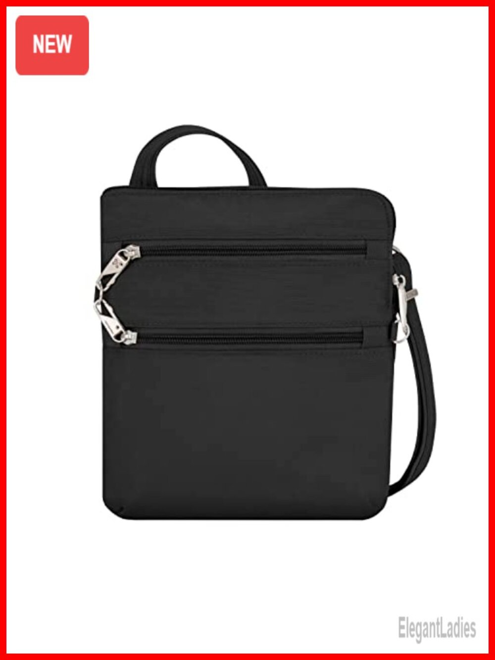 Anti-Theft Slim Double Zip Crossbody Bag RFID Slash Resistant Travel Purse